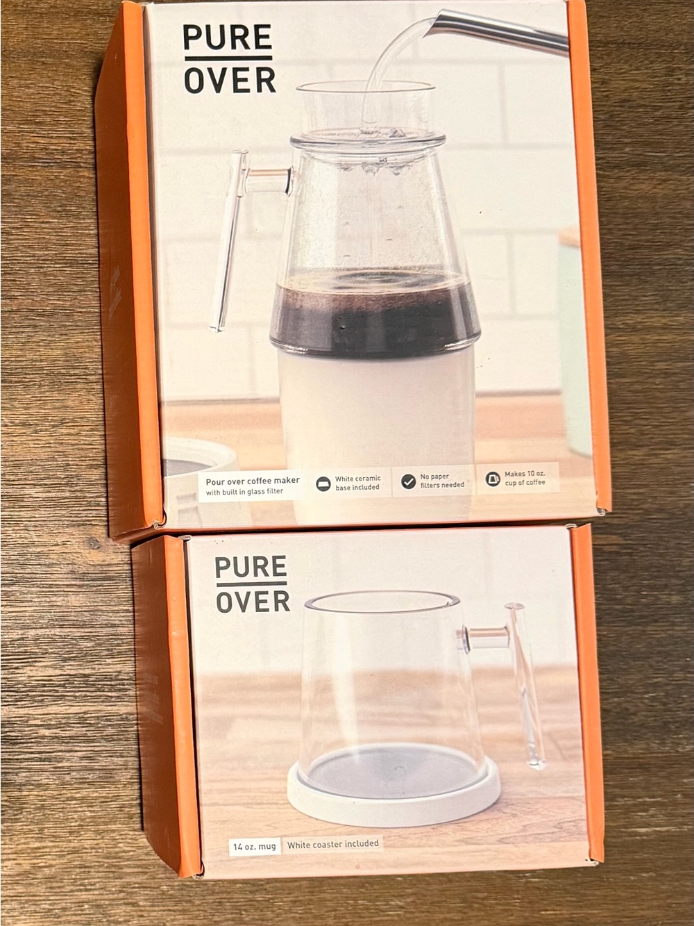Pure Over All Glass Pour-Over Coffee Maker with Mug and Coaster